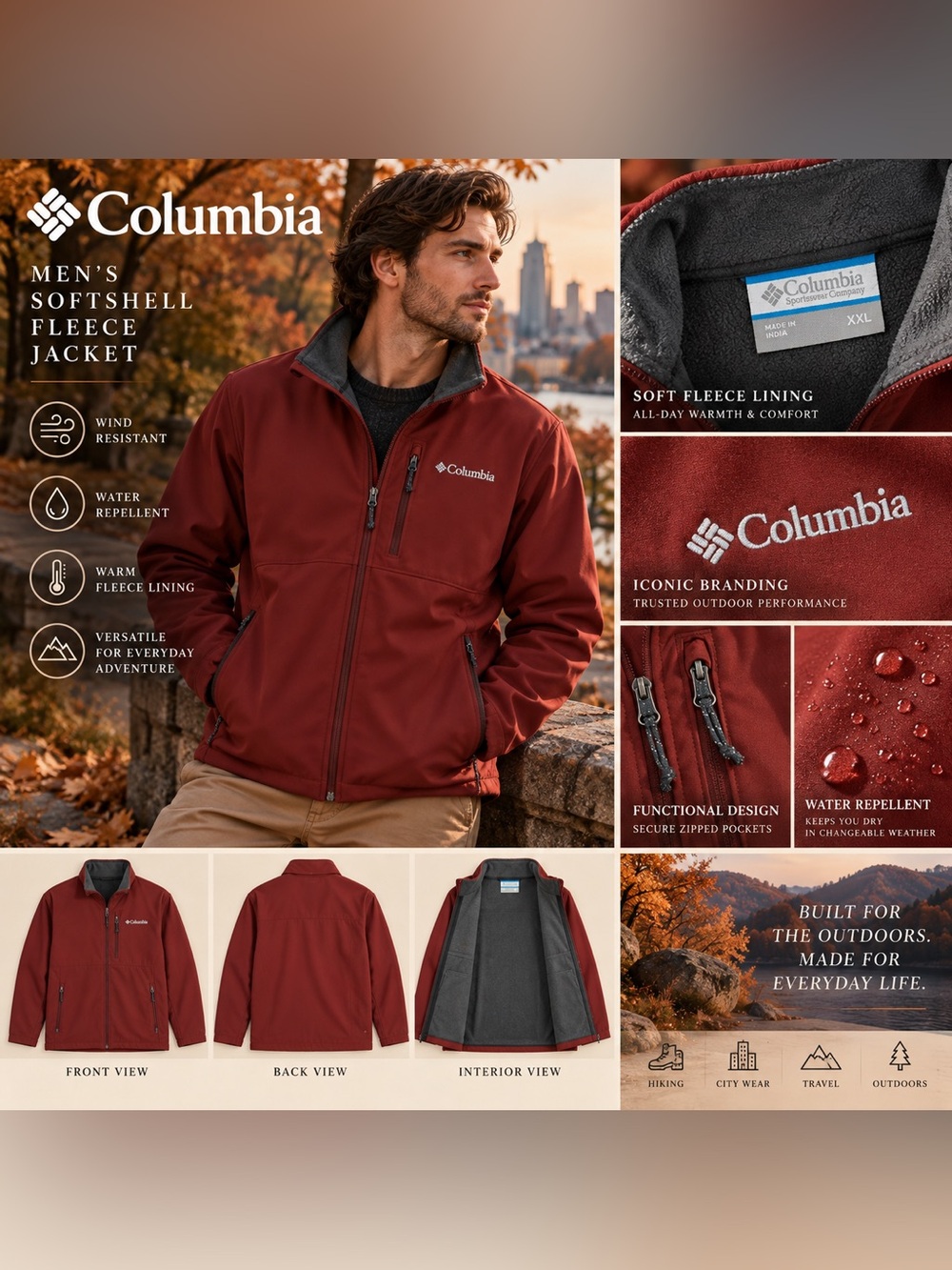 Columbia Men's Ascender Softshell Jacket Red XXL